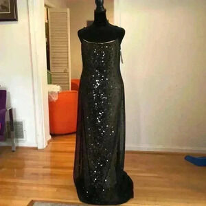 Beaded black dress, L